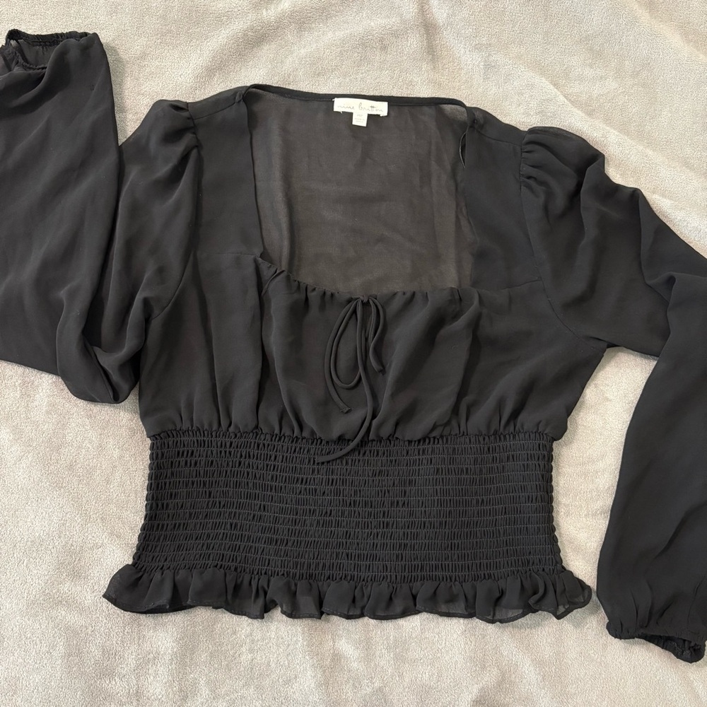 Nine Britton | Cropped Blouse (Partially Sheer)